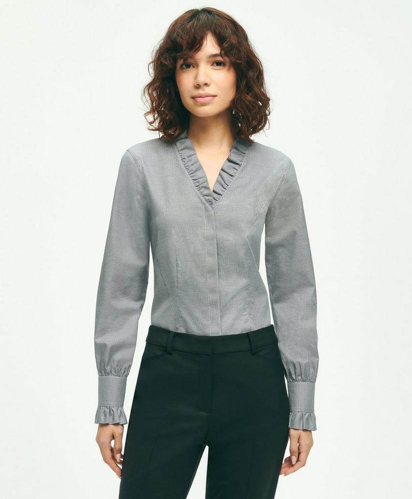 Fitted Stretch Supima® Cotton Non-Iron Ruffle Dress Shirt, image 1
