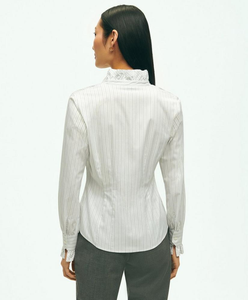 Fitted Stretch Supima® Cotton Non-Iron Ruffle Dress Shirt, image 3