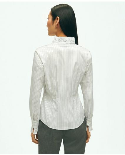 Fitted Stretch Supima® Cotton Non-Iron Ruffle Dress Shirt, image 3