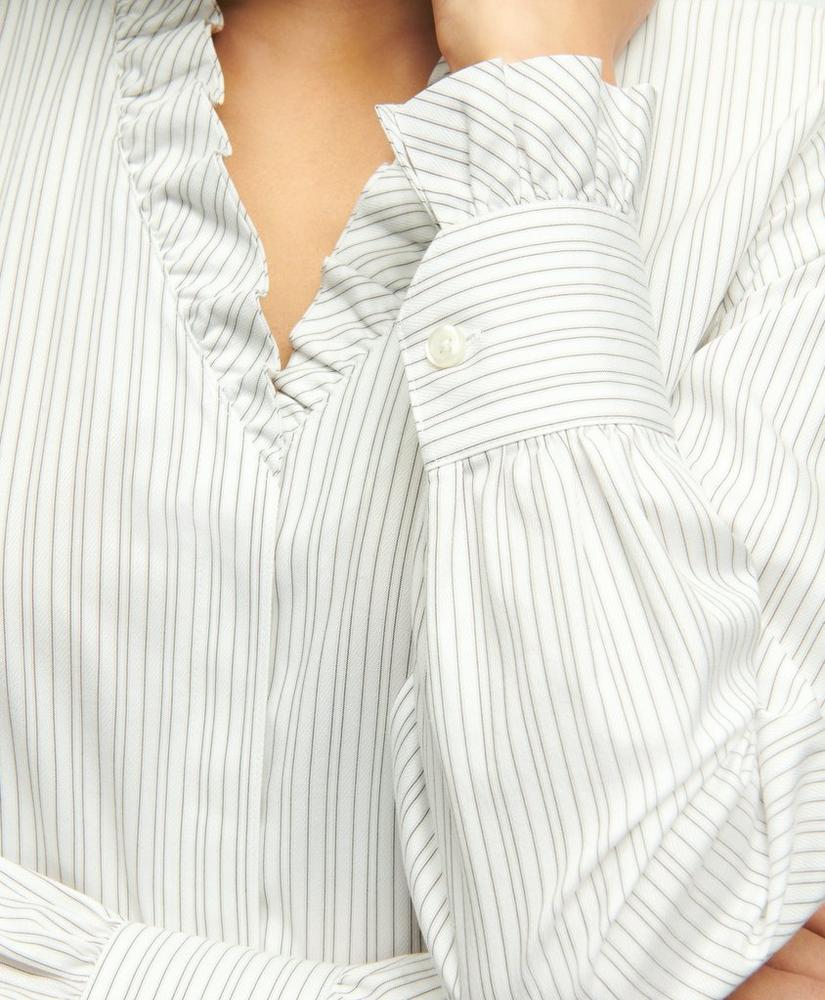 Fitted Stretch Supima® Cotton Non-Iron Ruffle Dress Shirt, image 4