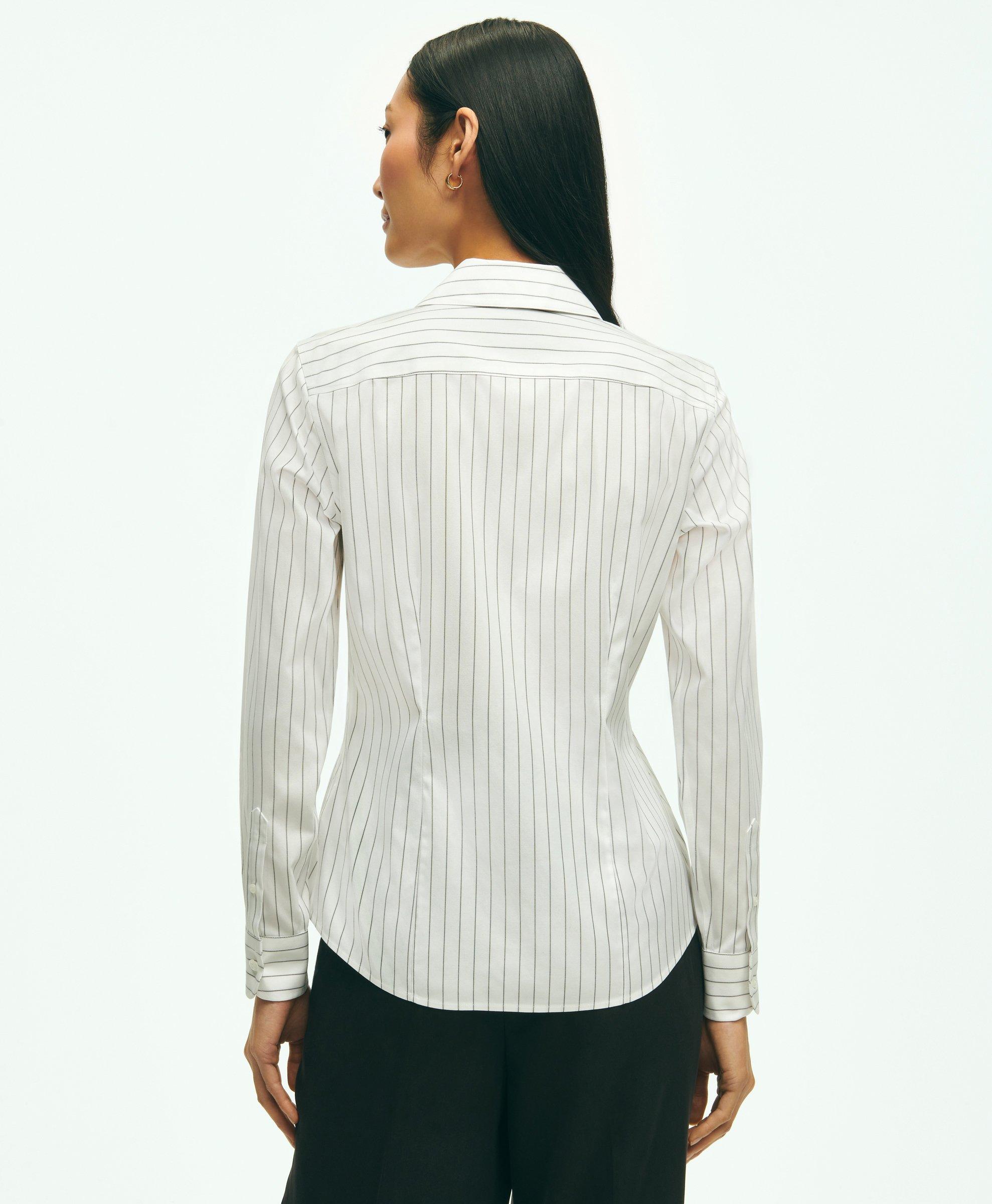 Black and white striped outlet button down shirt women's