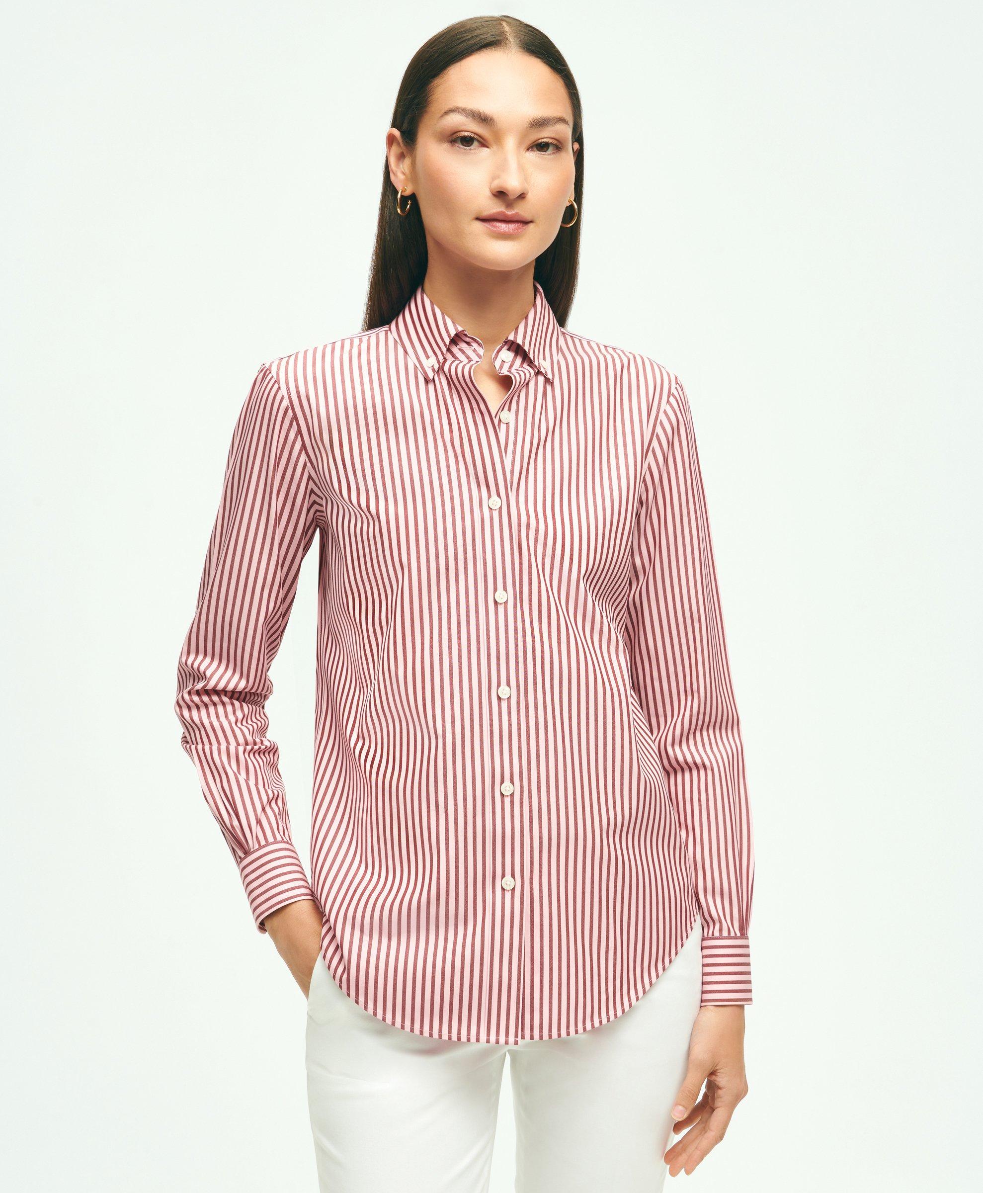 Burgundy striped hotsell shirt womens