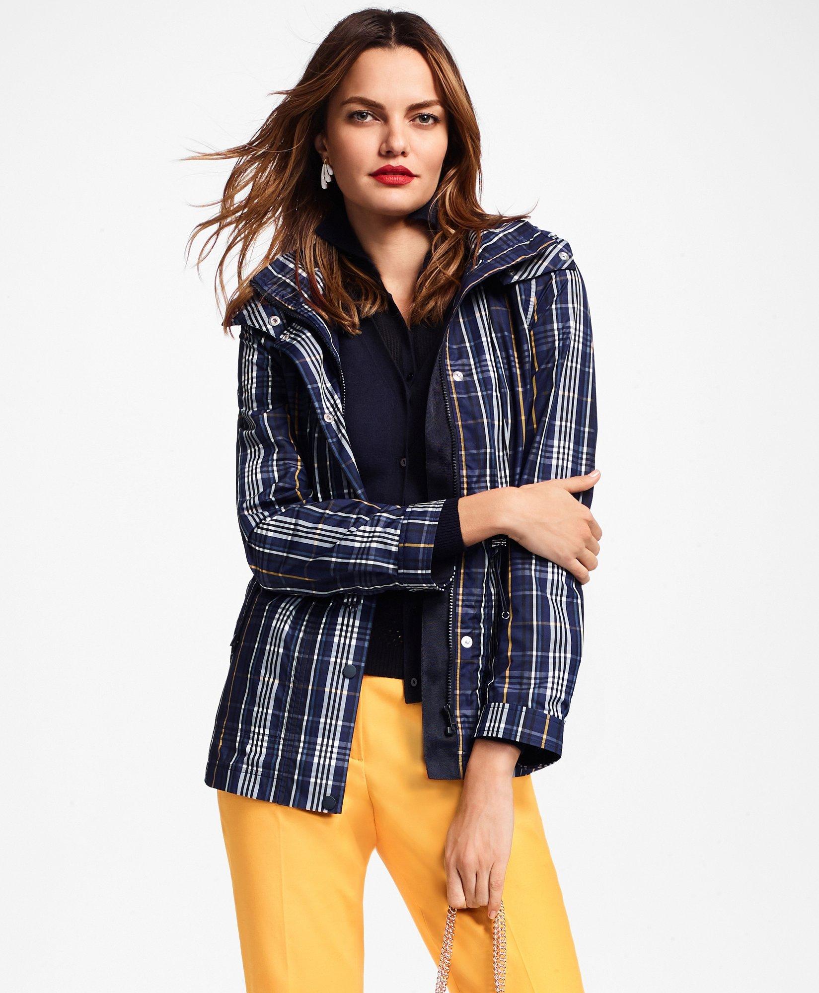 women's plaid rain jacket