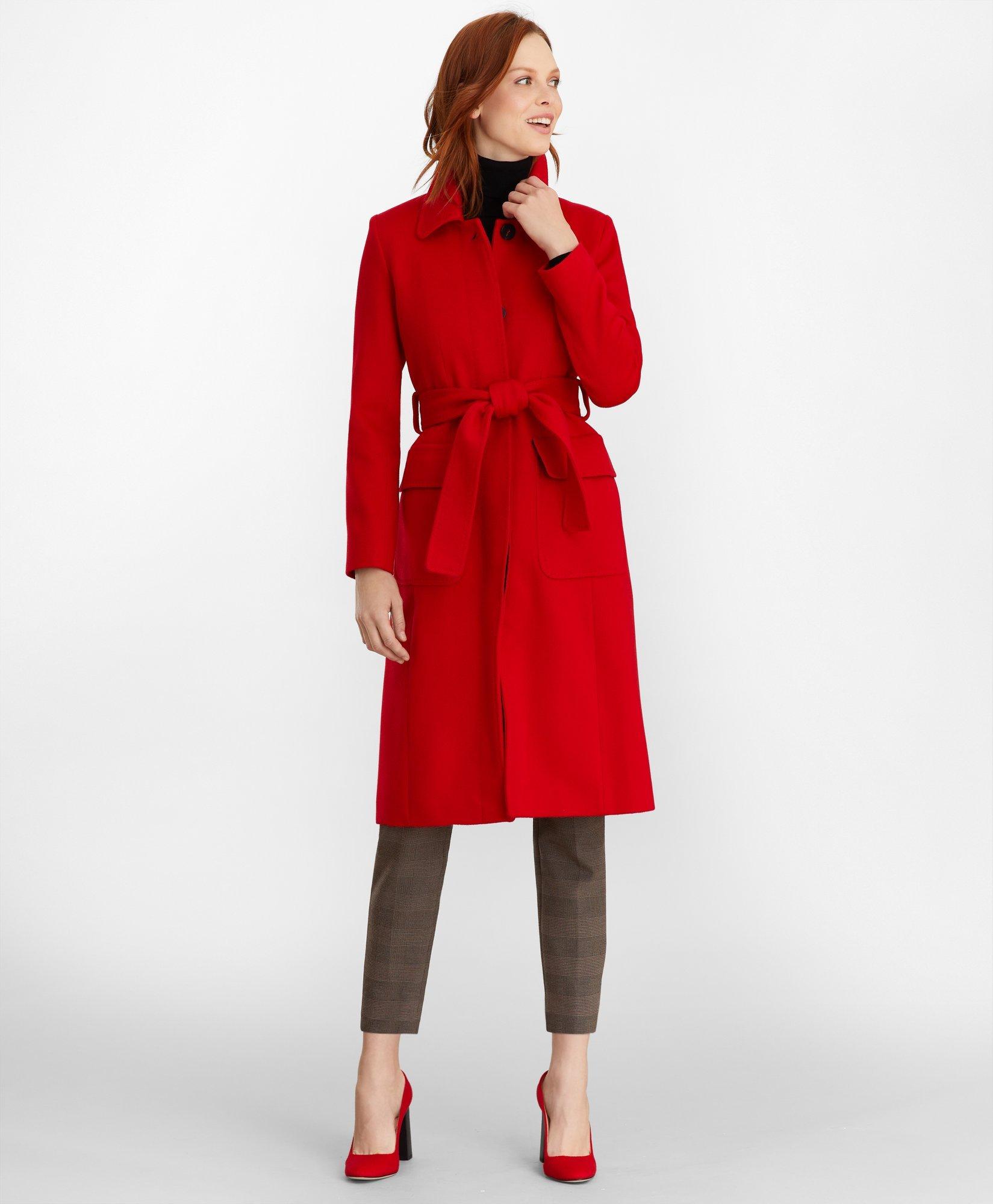 Brushed Wool Twill Wrap Coat