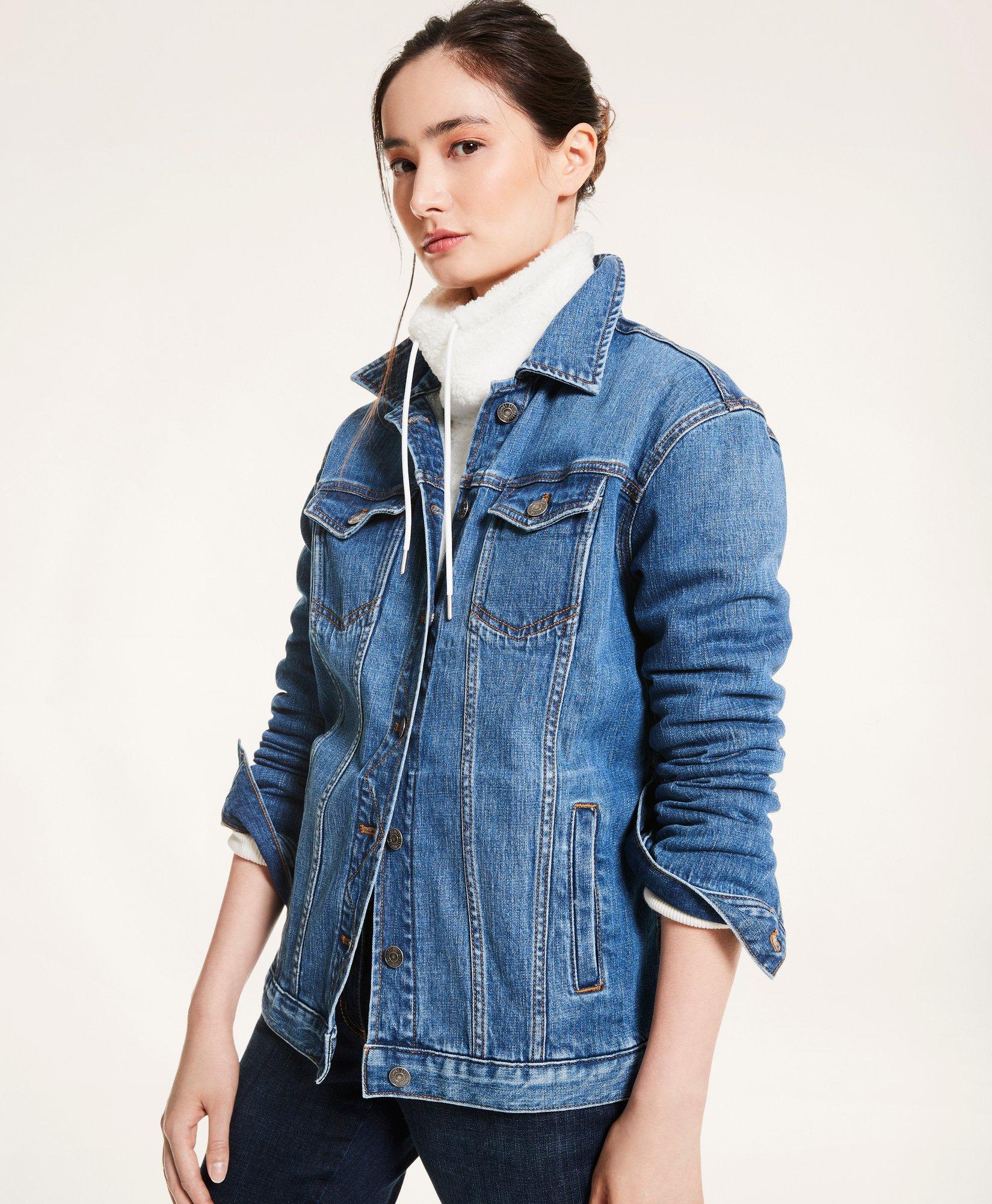 Womens jean jacket outlet with stretch