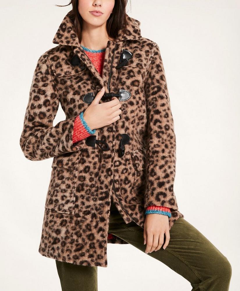 Wool Blend Toggle Leopard Coat, image 1