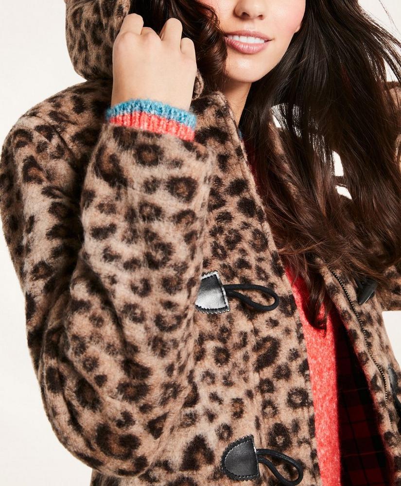 Wool Blend Toggle Leopard Coat