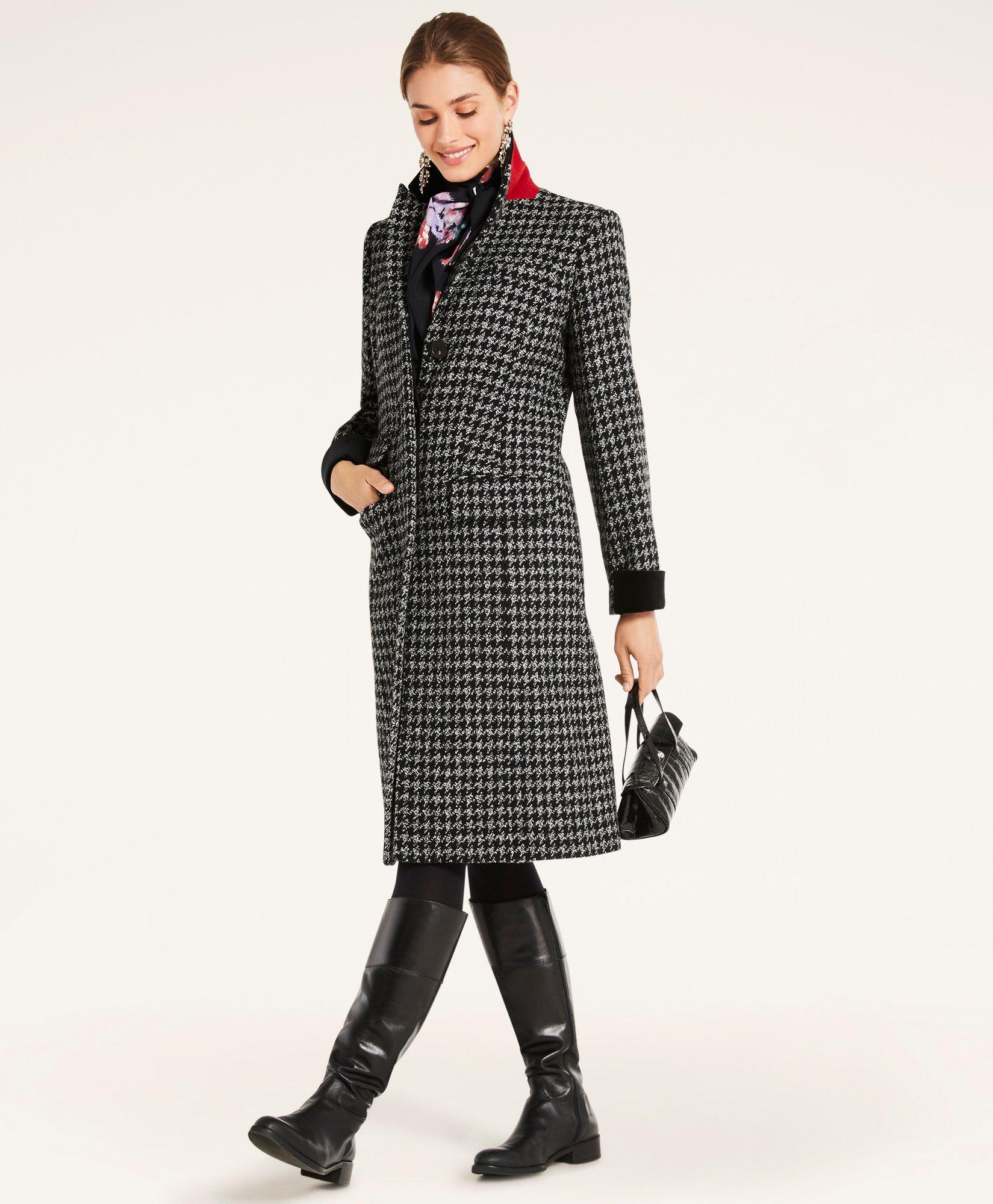 Houndstooth shop wool coat