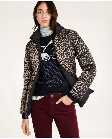 Down Reversible Leopard Print Puffer Coat