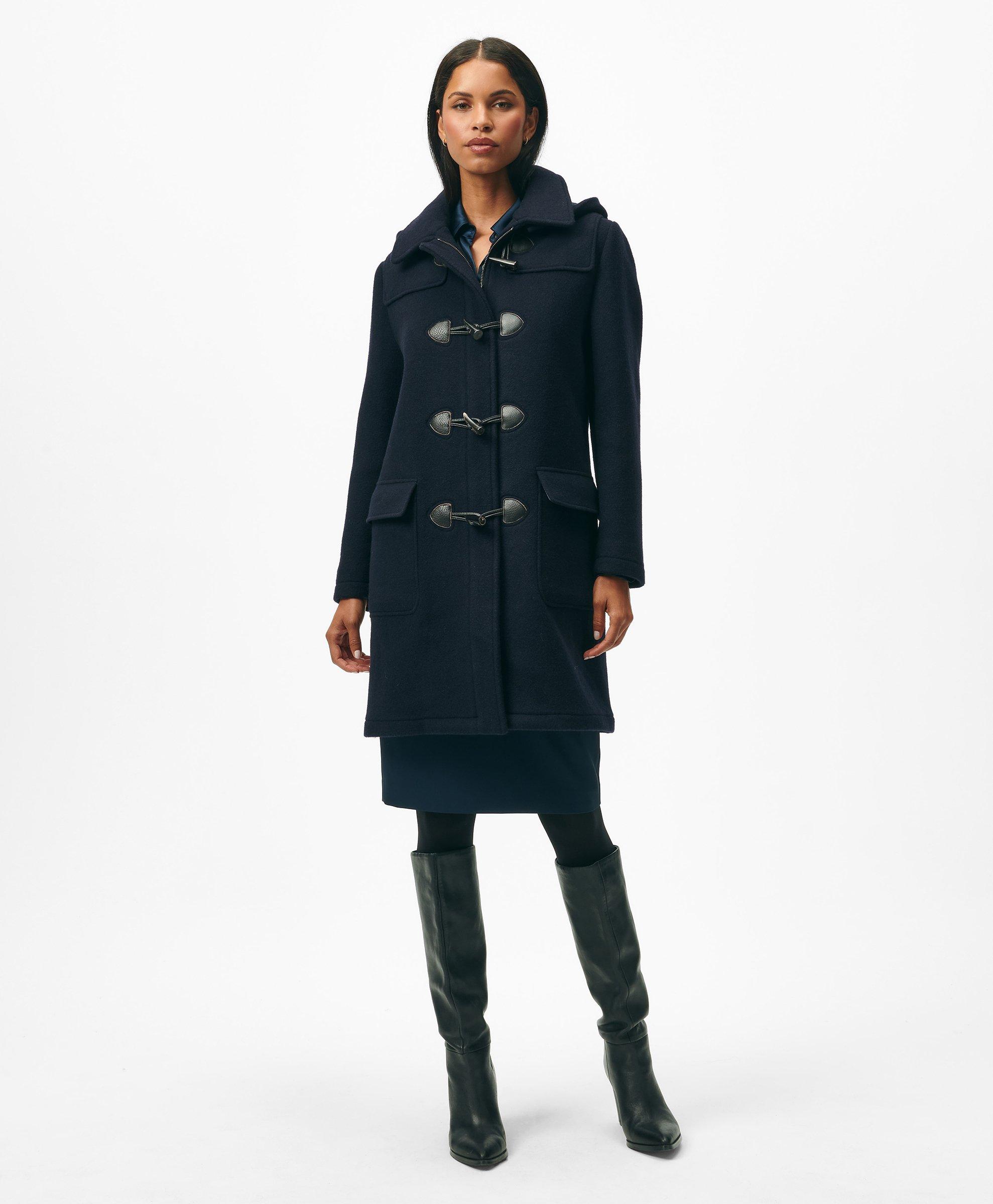 Brooks Brothers Women's Wool Twill Hooded Toggle Coat | Navy | Size 4