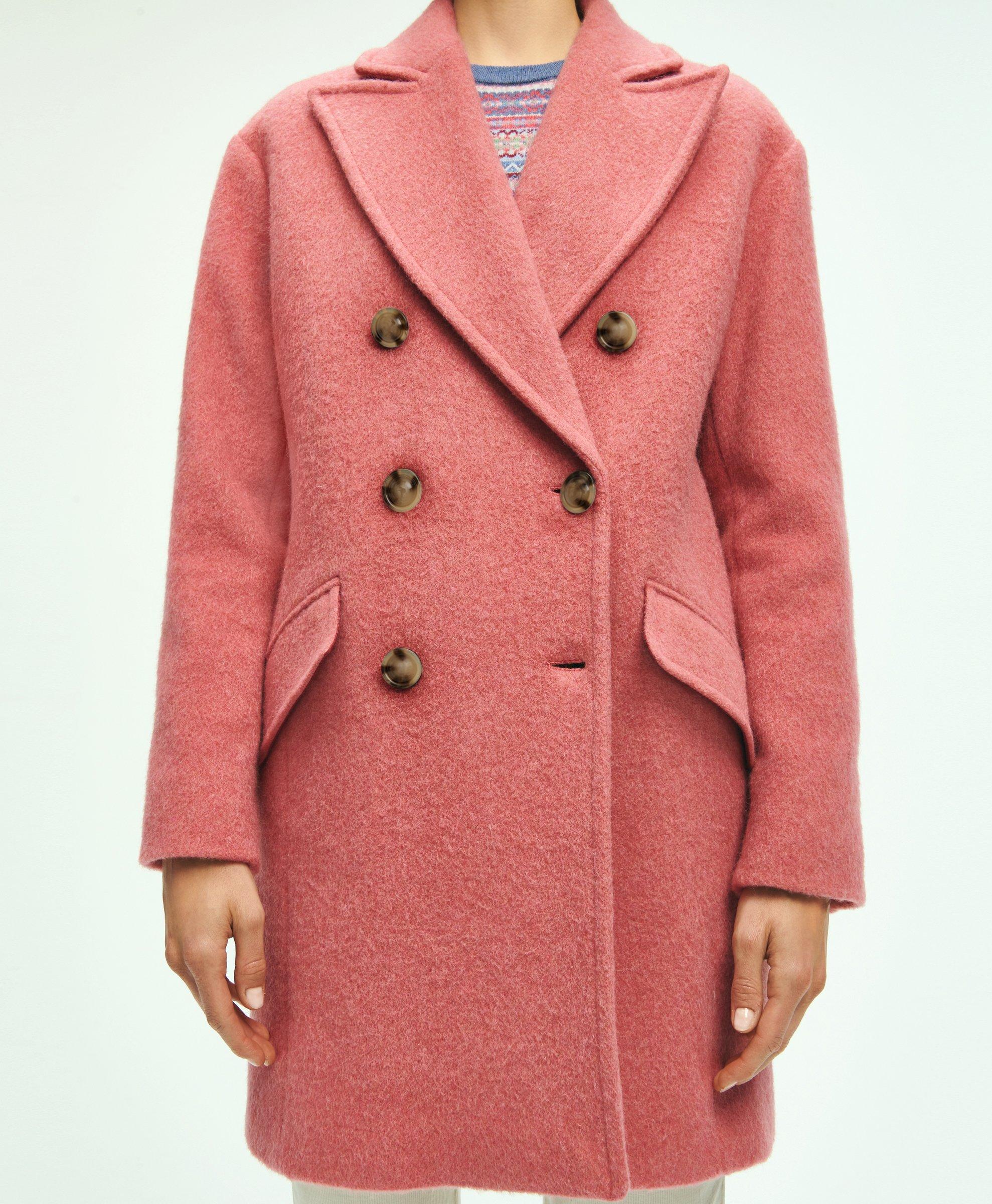 Wool Blend Mohair Double-Breasted Cocoon Coat