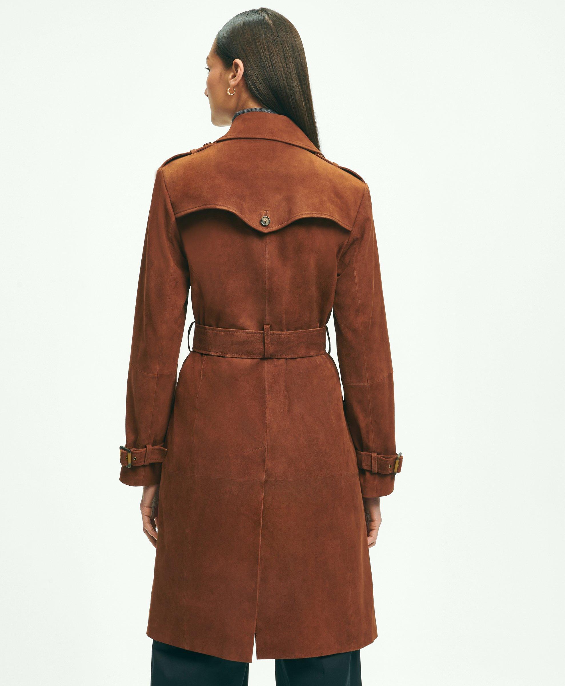 Long suede shop trench coat