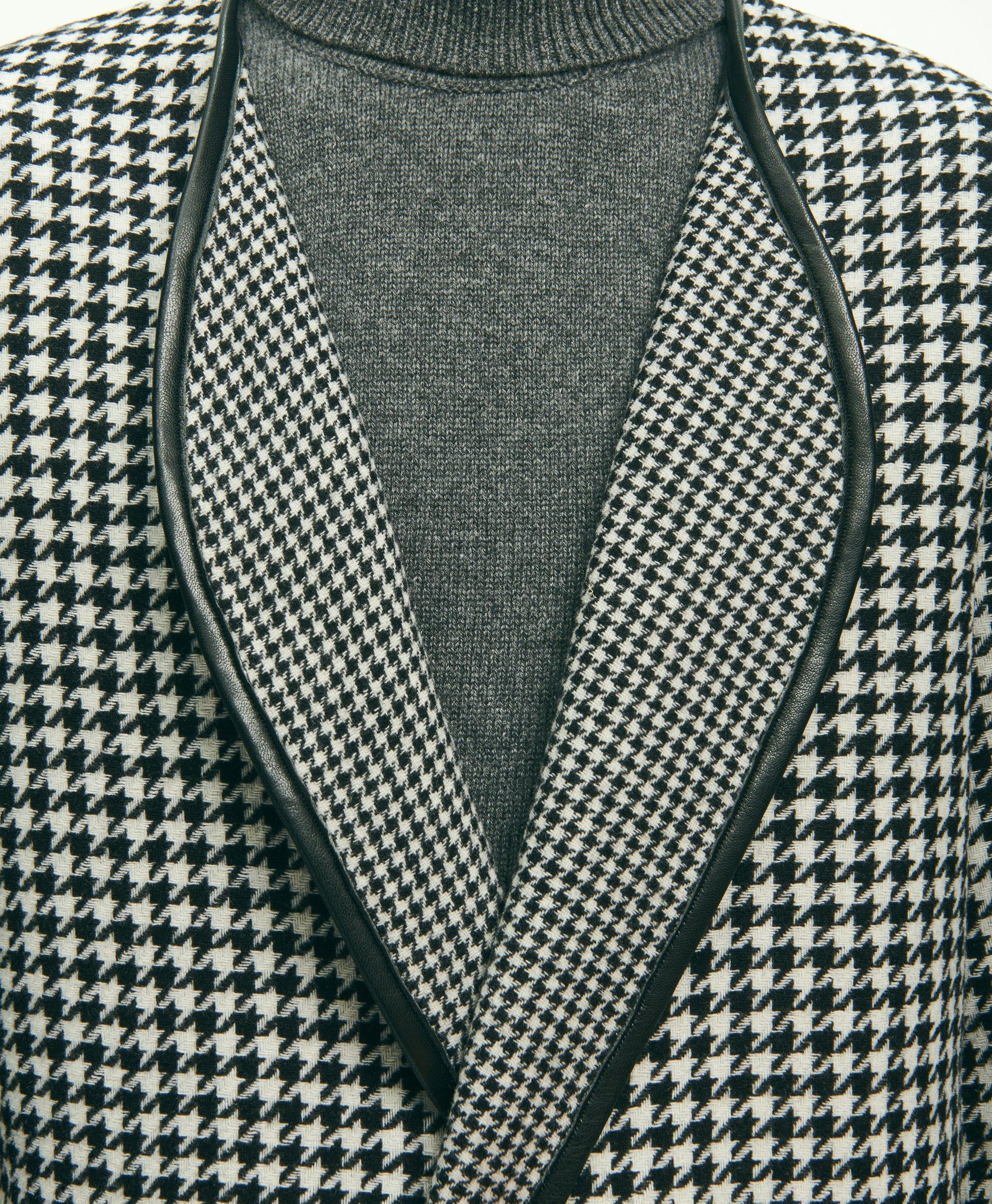 Reversible Wool Houndstooth Open Front Coat