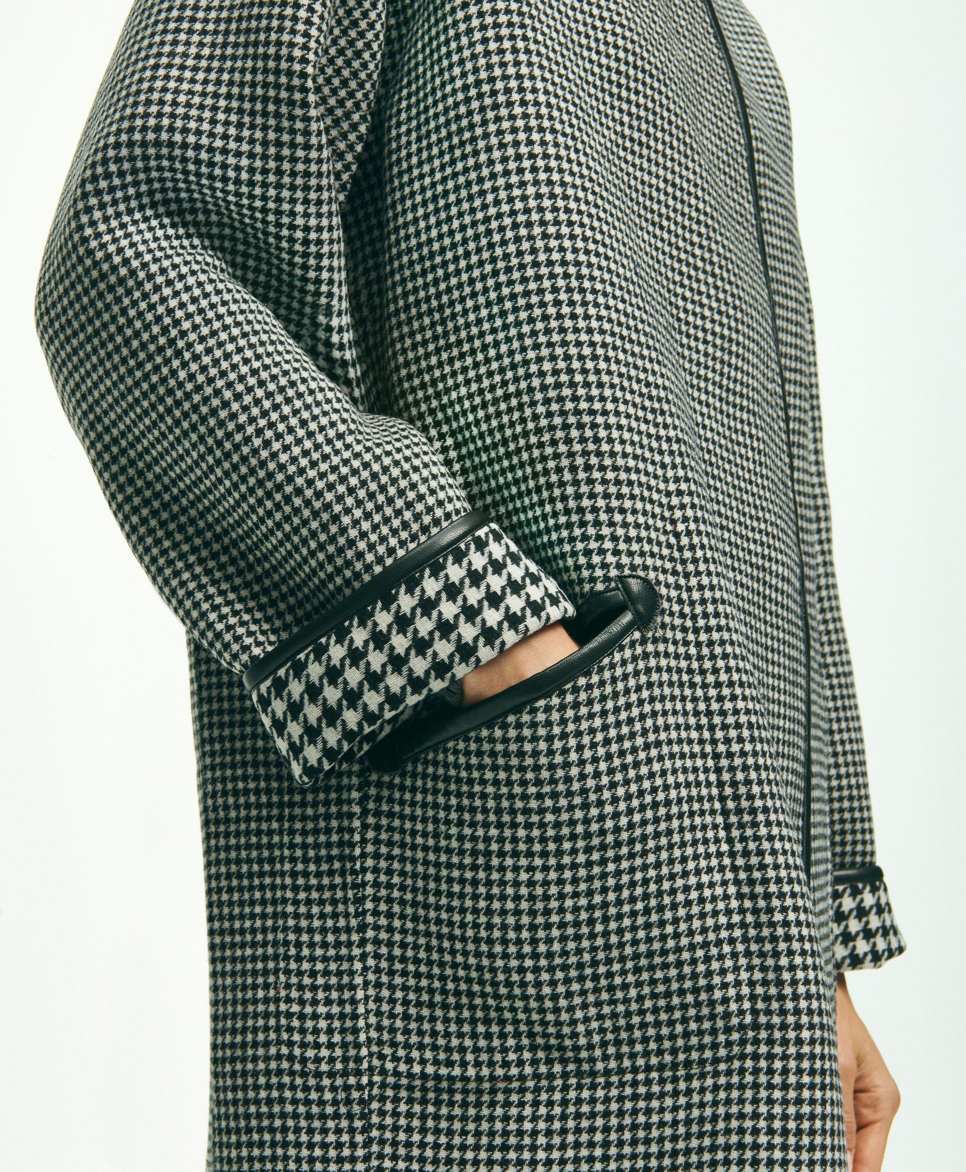 Reversible Wool Houndstooth Open Front Coat