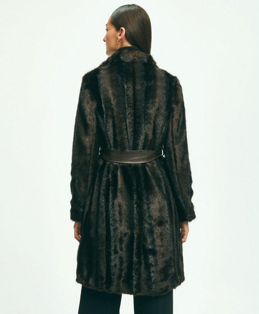 Faux Fur Belted Mock Neck Coat, image 4