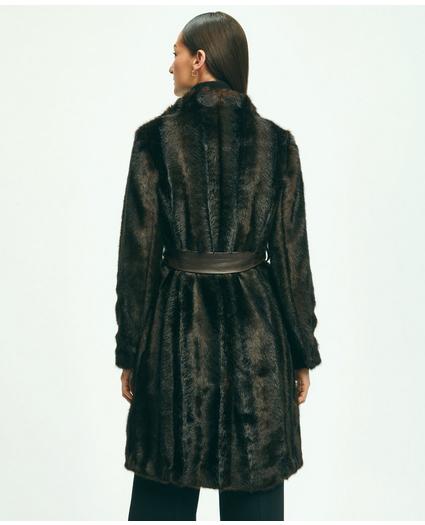 Faux Fur Belted Mock Neck Coat, image 4