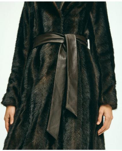Faux Fur Belted Mock Neck Coat, image 7