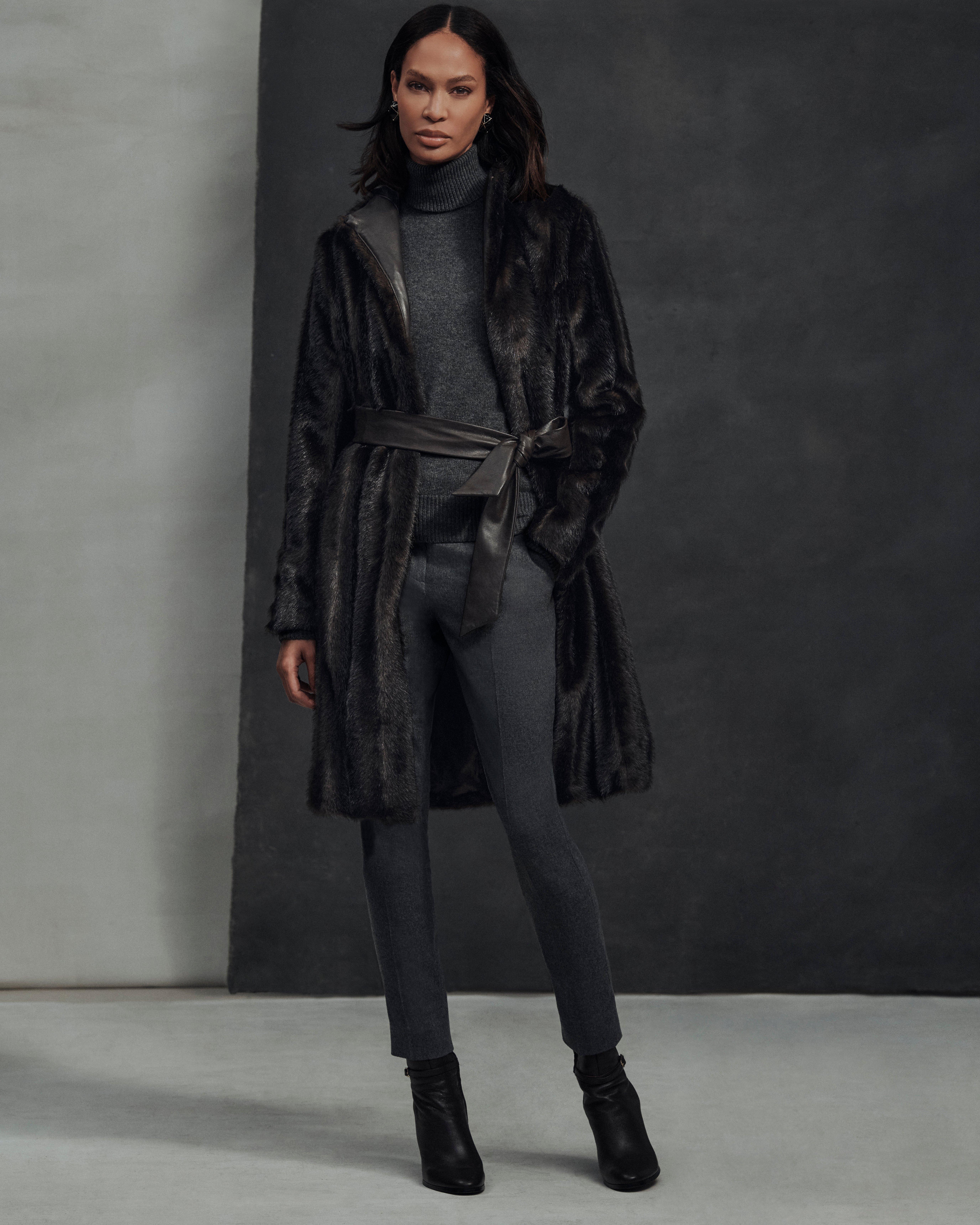 Zara faux outlet fur black coat