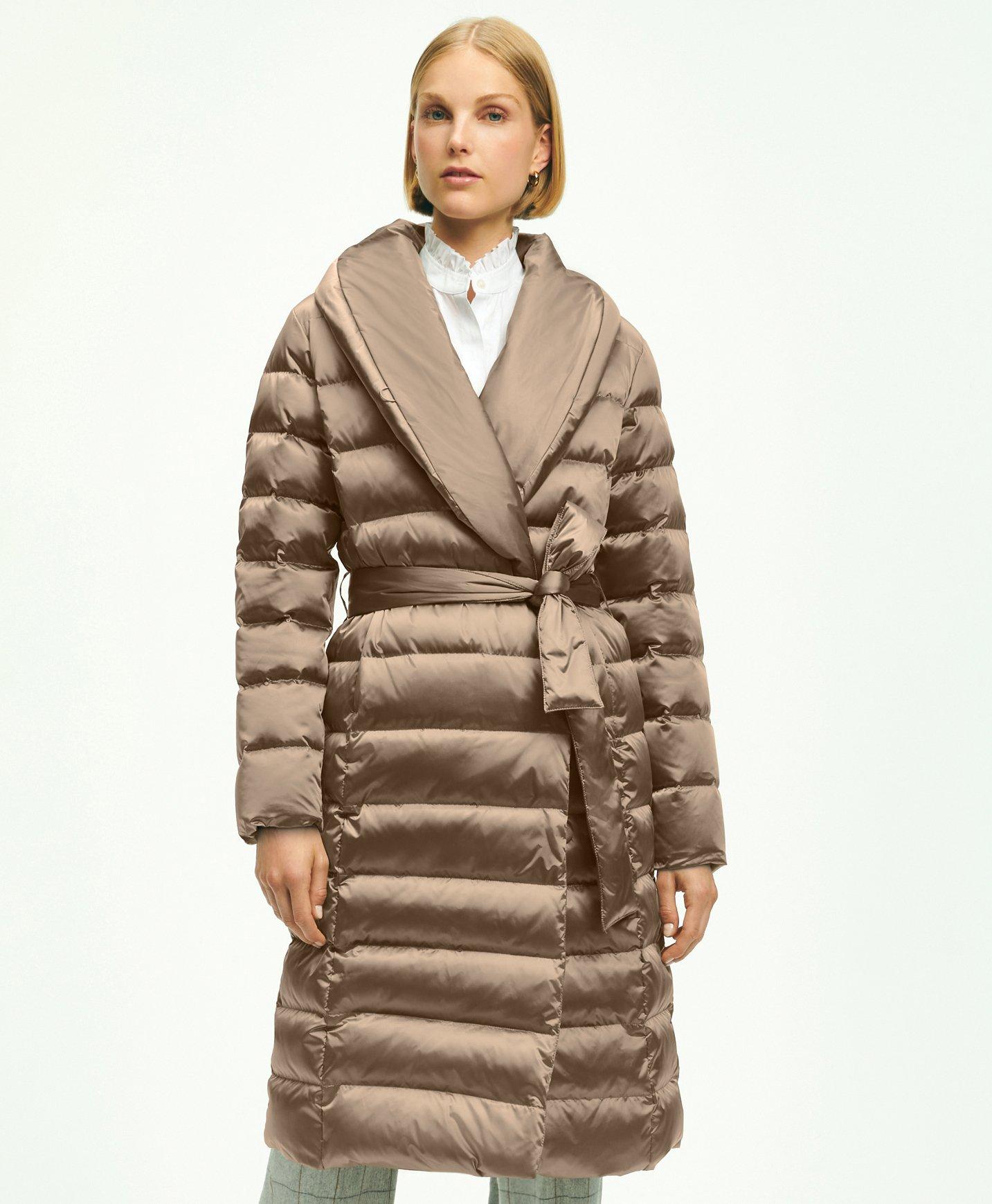 Khaki long puffer discount coat