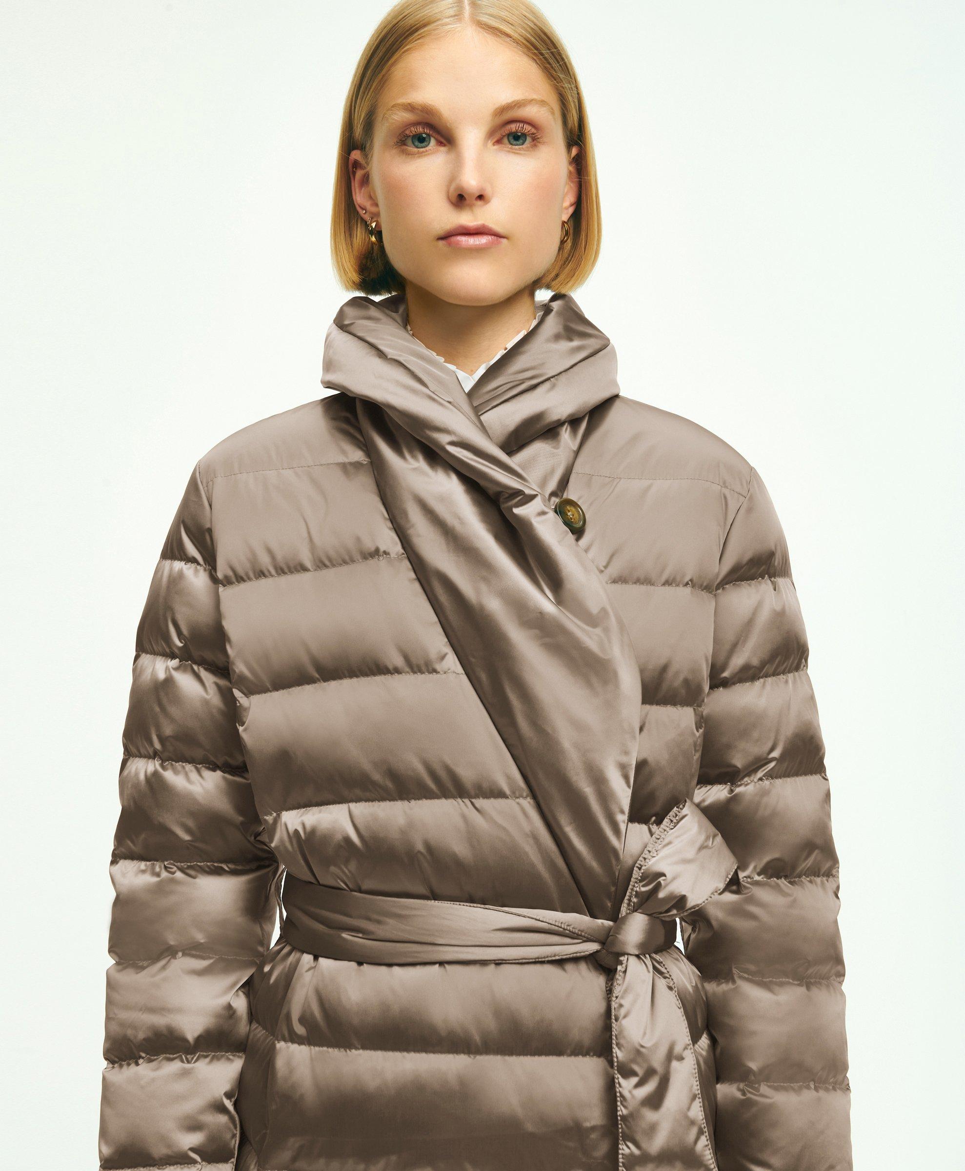 Down Water-Resistant Belted Puffer Coat