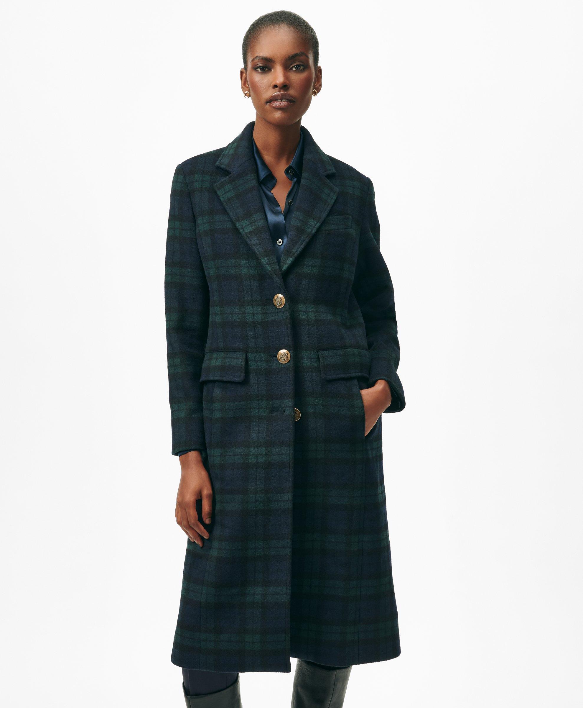 Navy and green plaid coat best sale