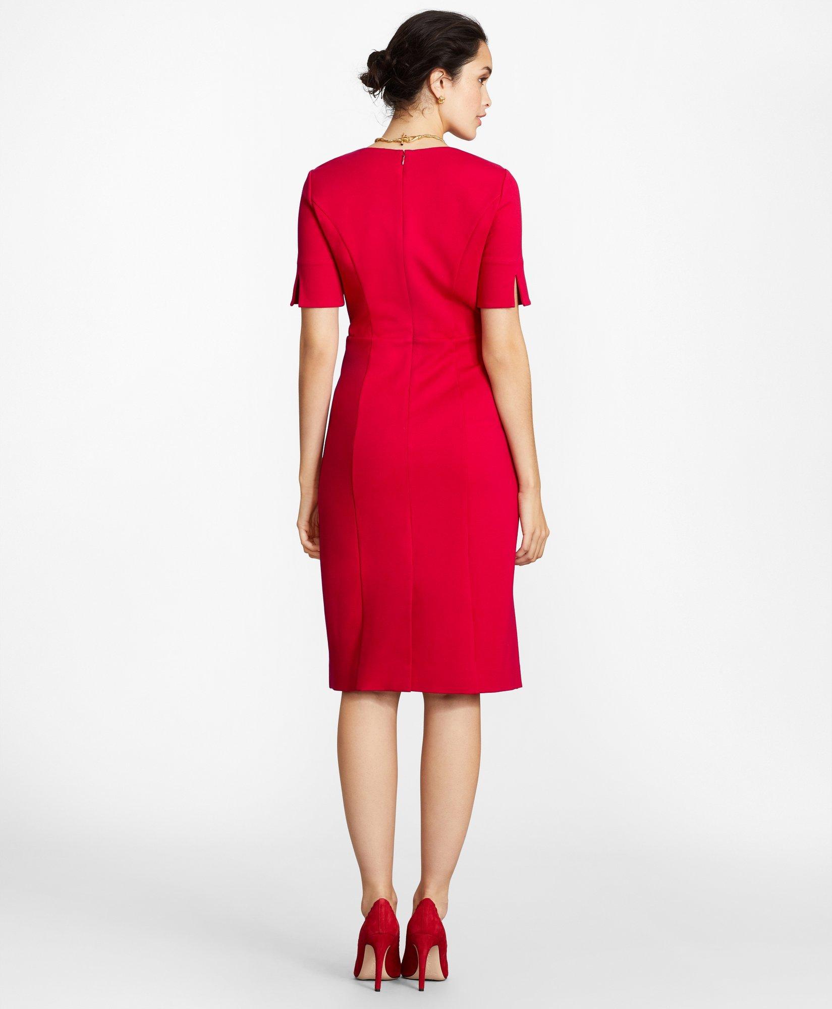 Ponte Knit Elbow-Sleeve Sheath Dress