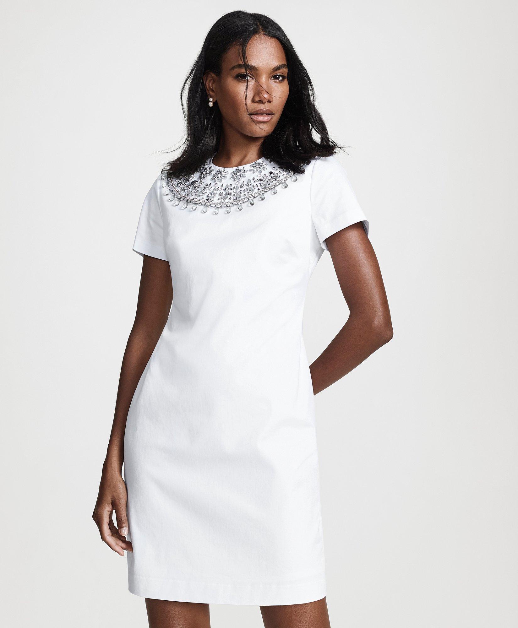 White cotton shop sheath dress