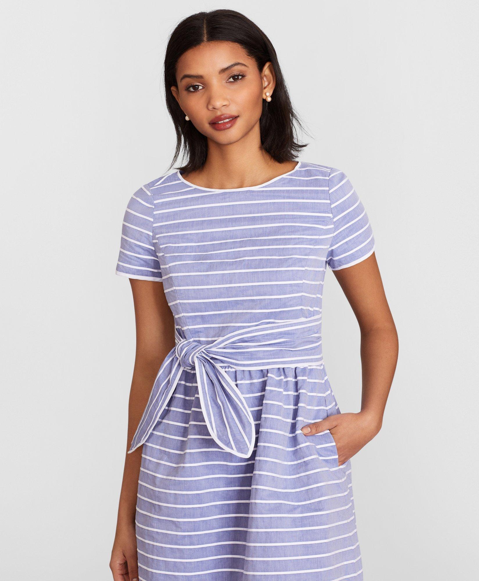 Striped Cotton Dobby Dress