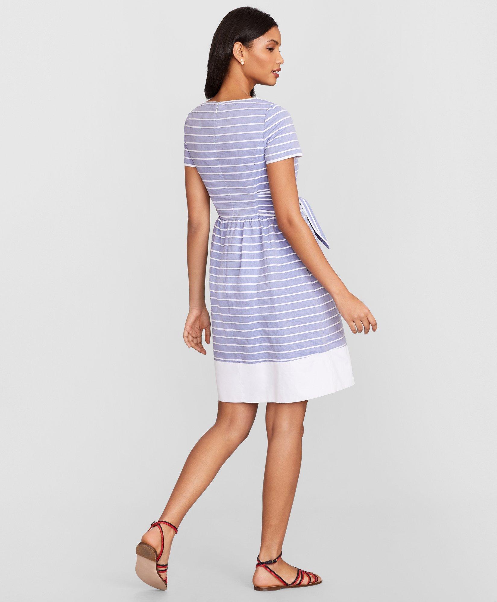 Striped Cotton Dobby Dress