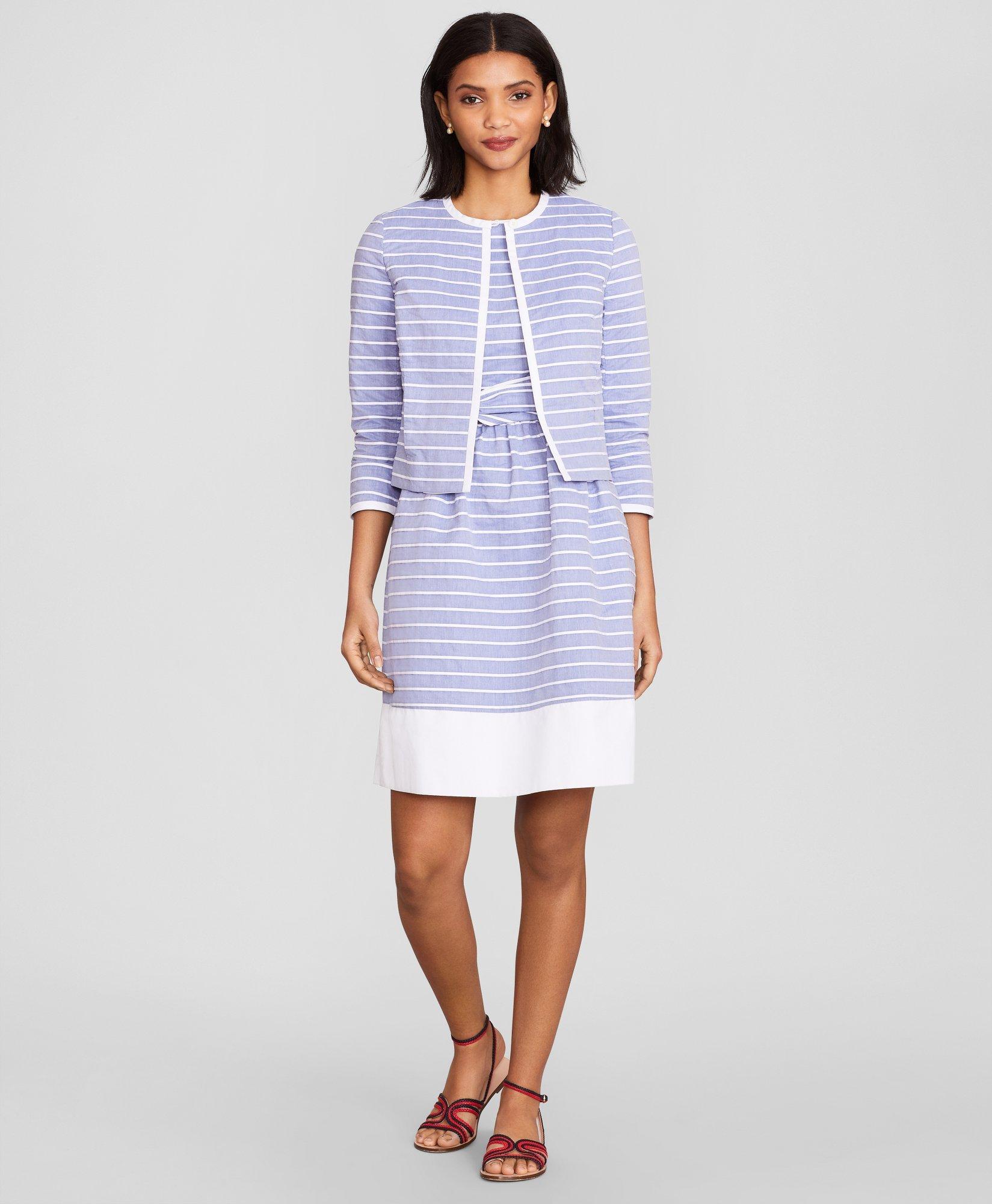 Striped Cotton Dobby Dress