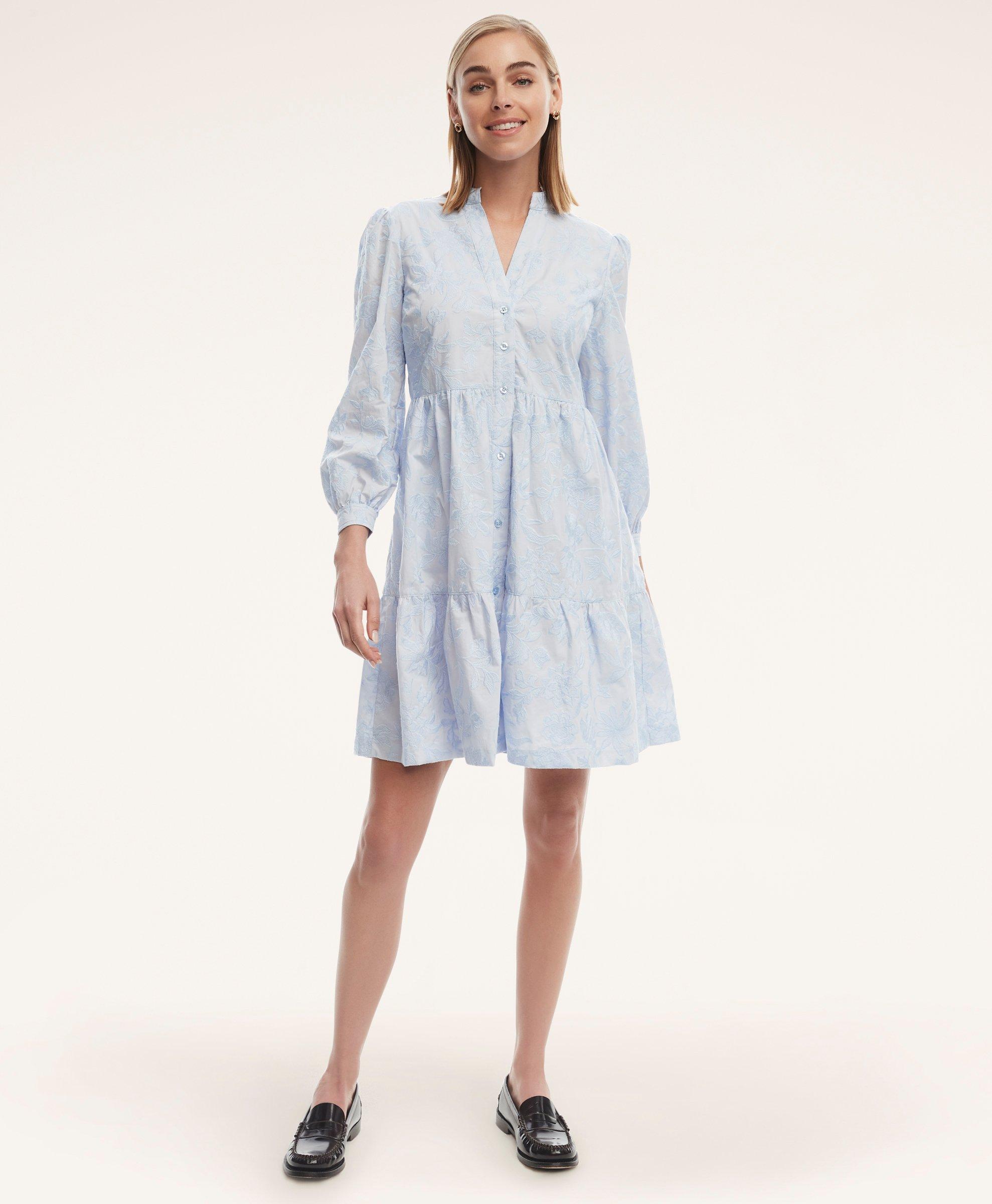 Cotton Voile Embroidered Ruffle Dress, image 1