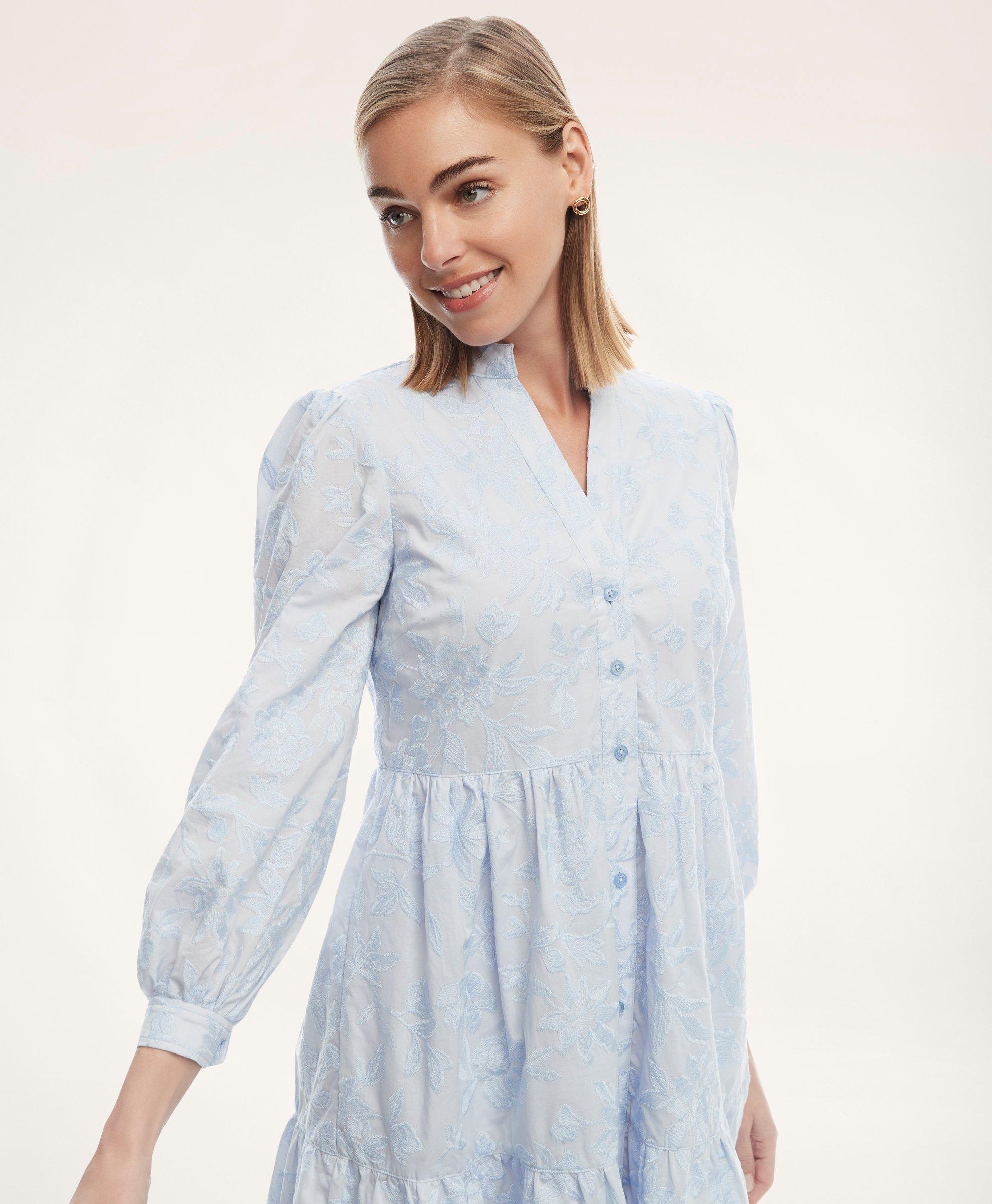 Cotton Voile Embroidered Ruffle Dress, image 2