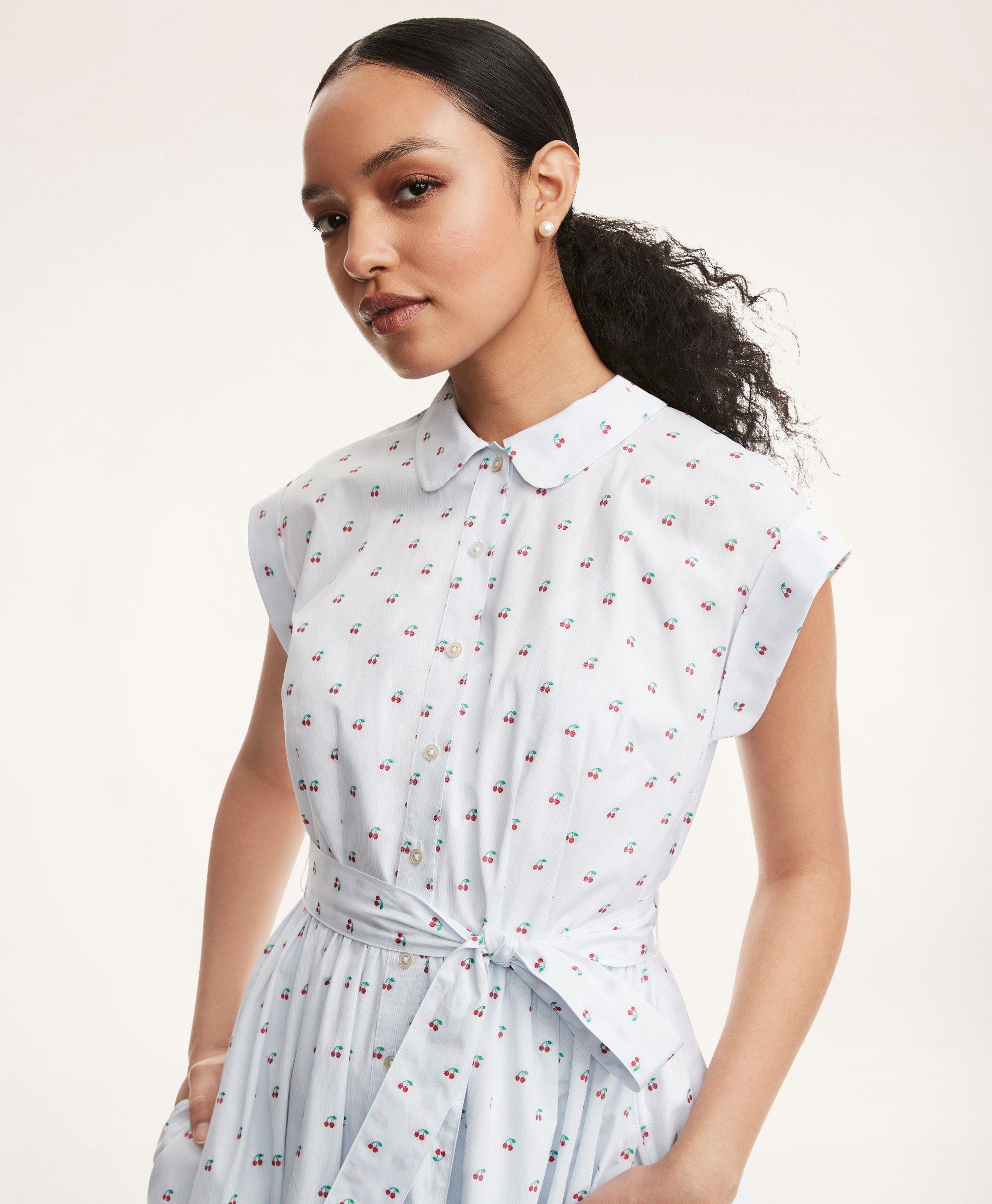 Cotton Jacquard Cherry Shirt Dress