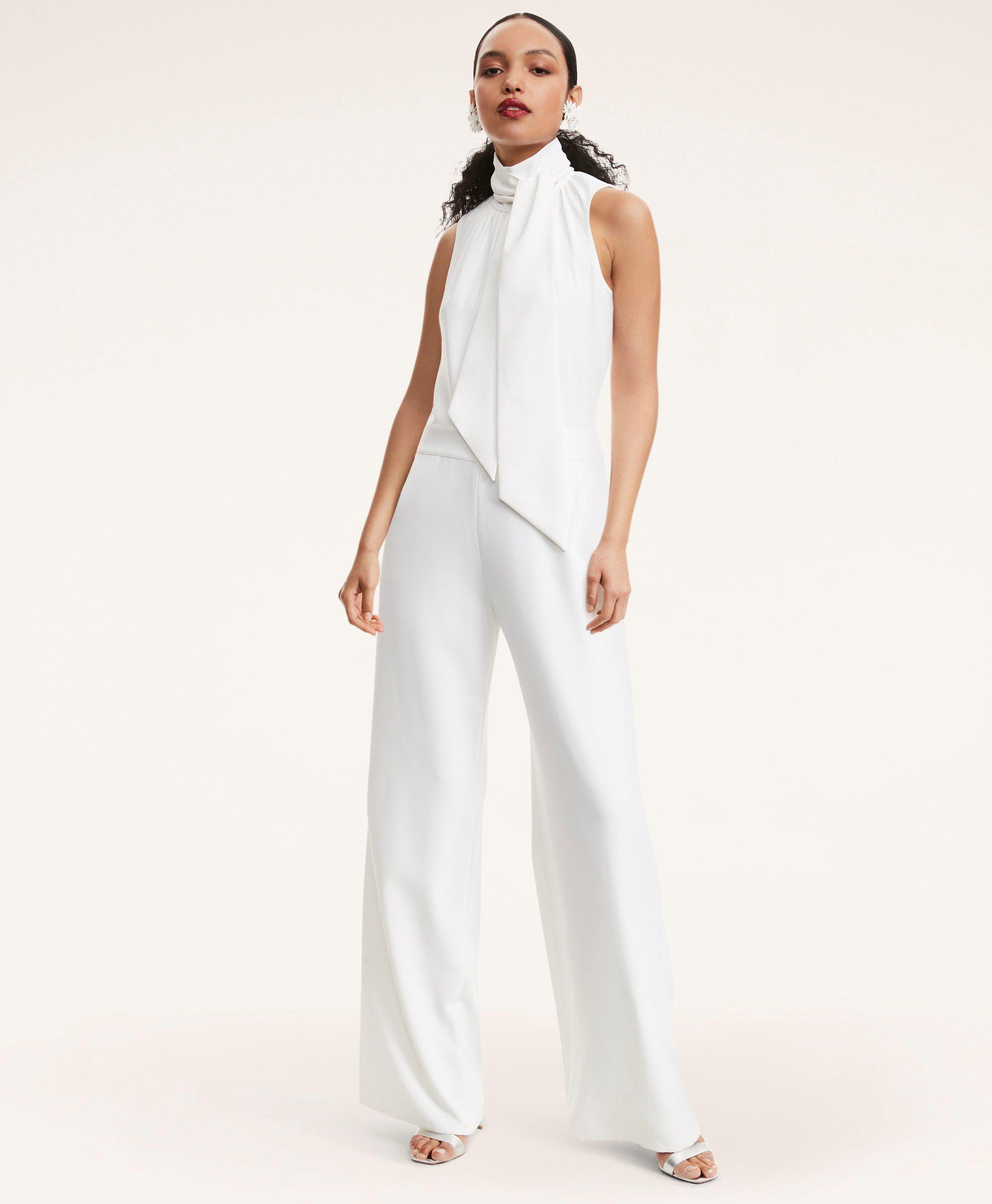 White cheap crepe jumpsuit