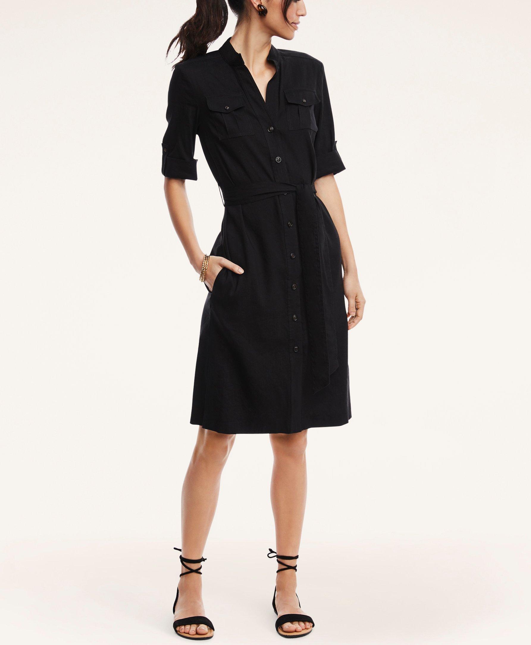 Stretch Linen Belted Dress