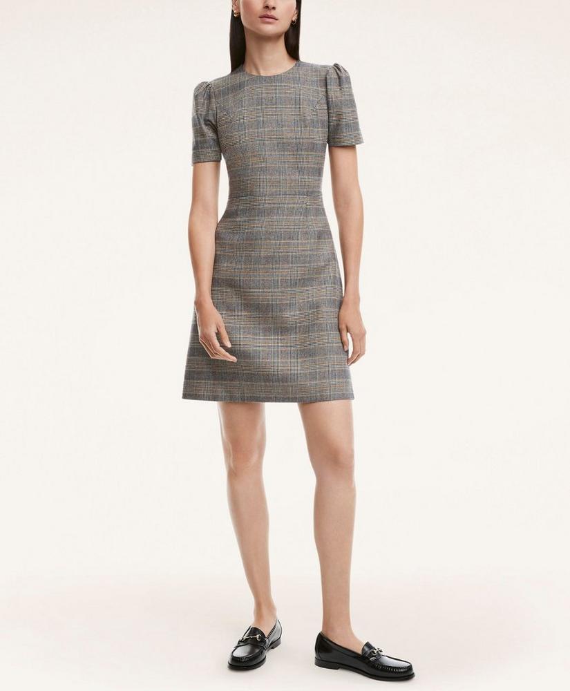 Stretch Wool Blend Tartan Dress, image 1