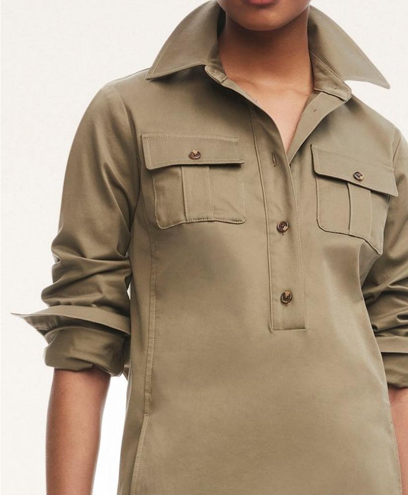 Stretch Cotton Military Shirt Dress, image 4