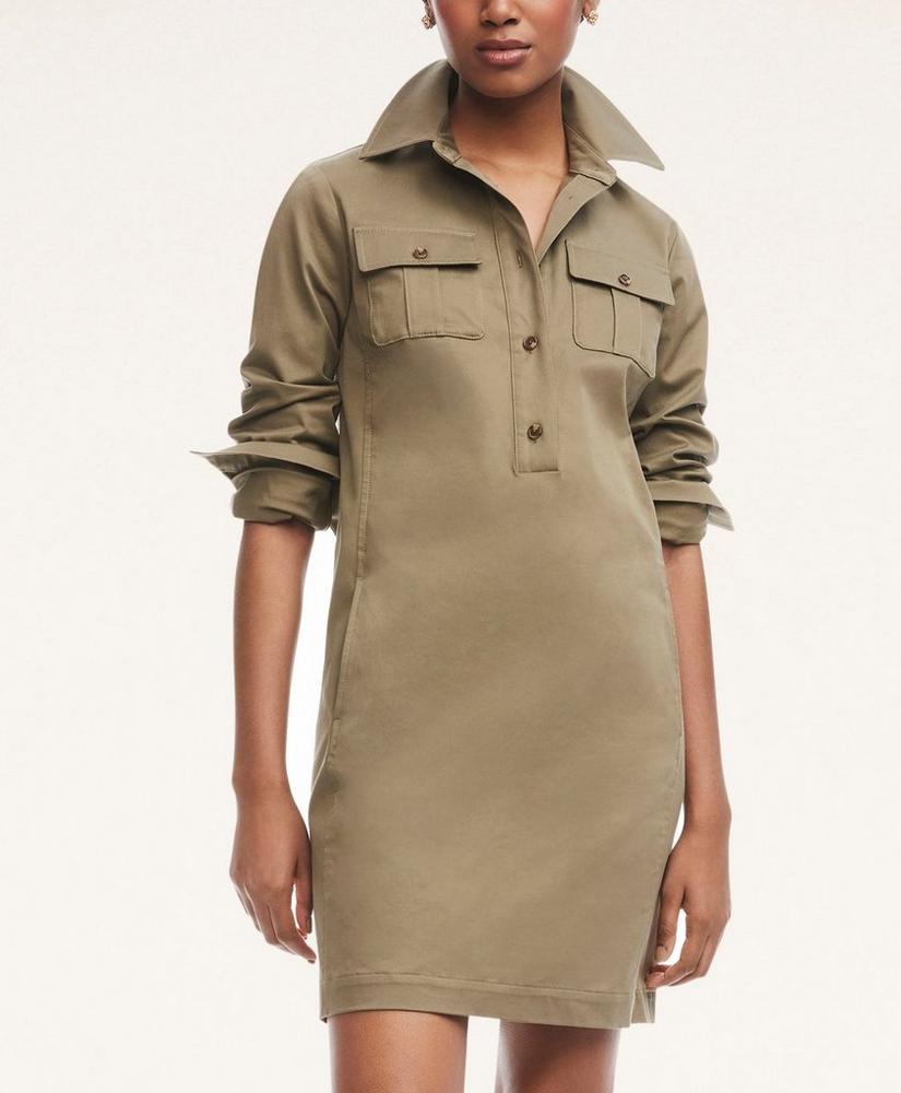 Stretch Cotton Military Shirt Dress, image 1