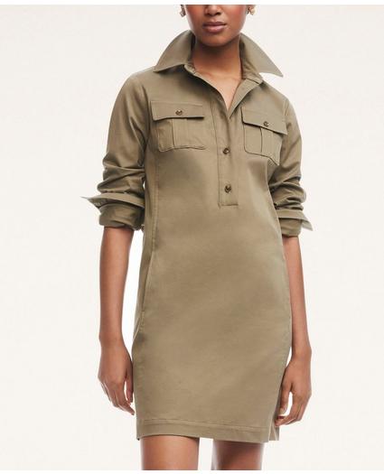 Stretch Cotton Military Shirt Dress, image 1