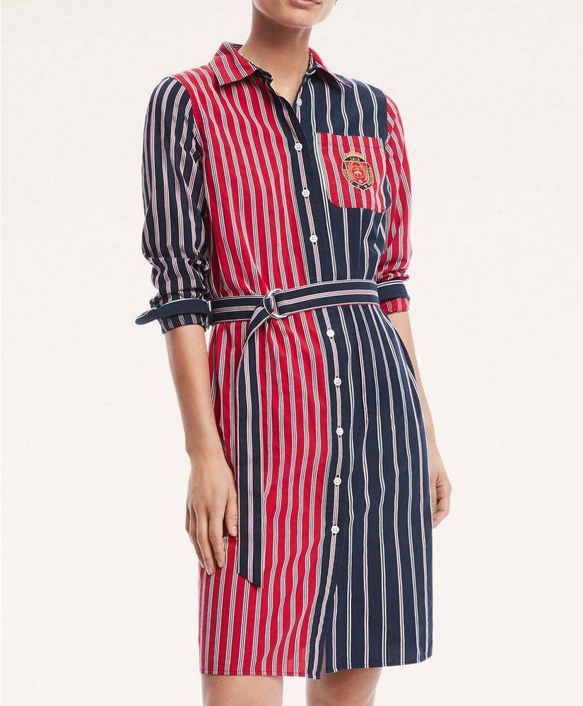 Cotton Preppy Fun Stripe Shirt Dress, image 1