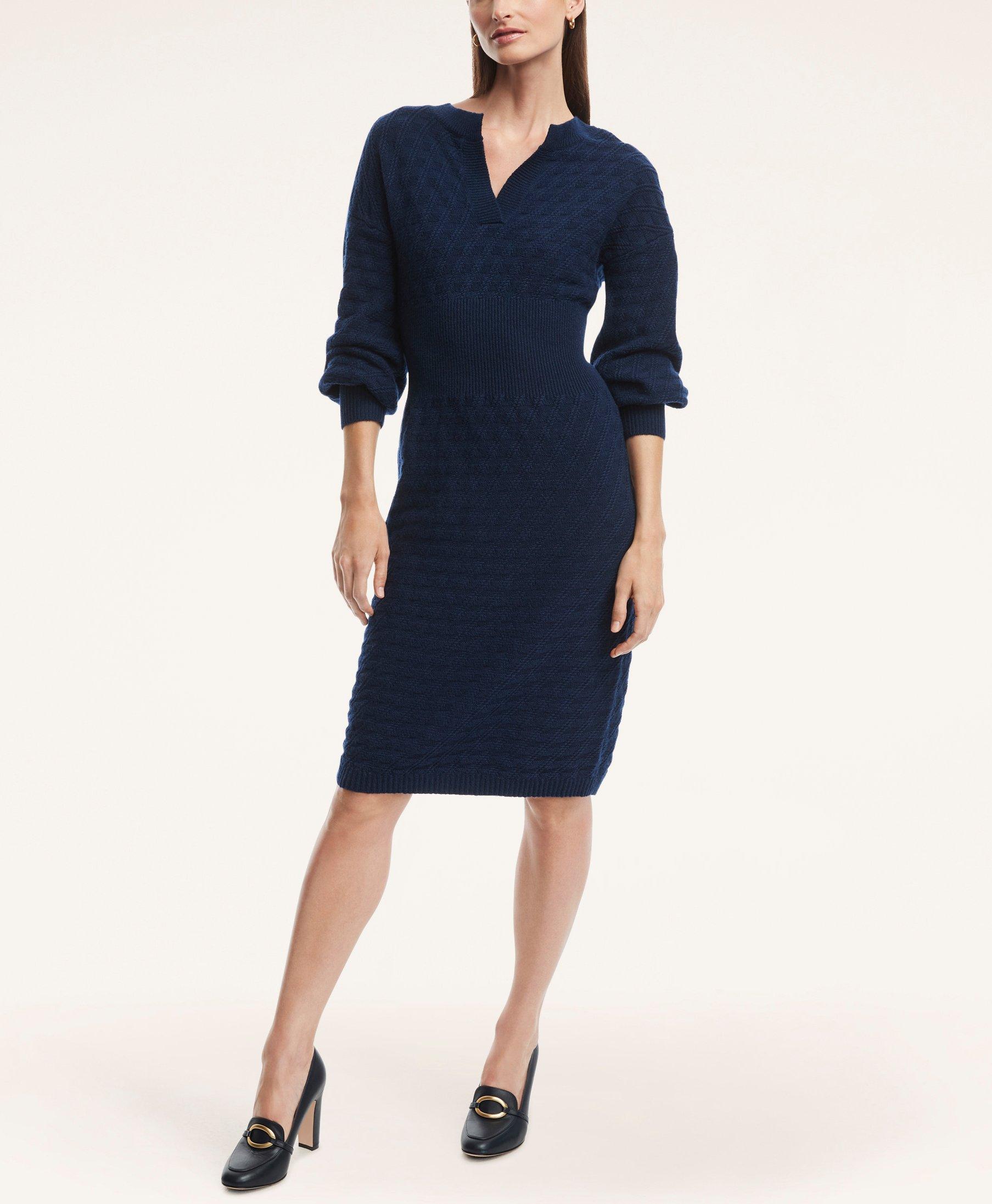 Merino Wool Blouson Sweater Dress