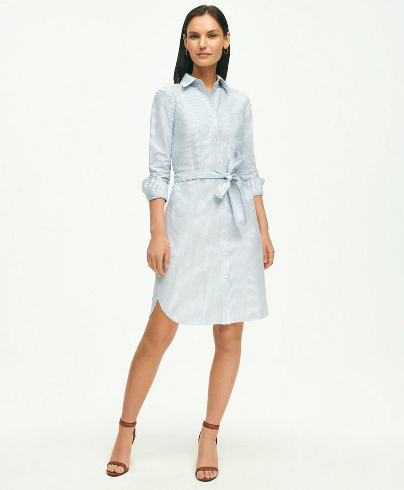 Classic Fit Cotton Oxford Stripe Shirt Dress, image 1