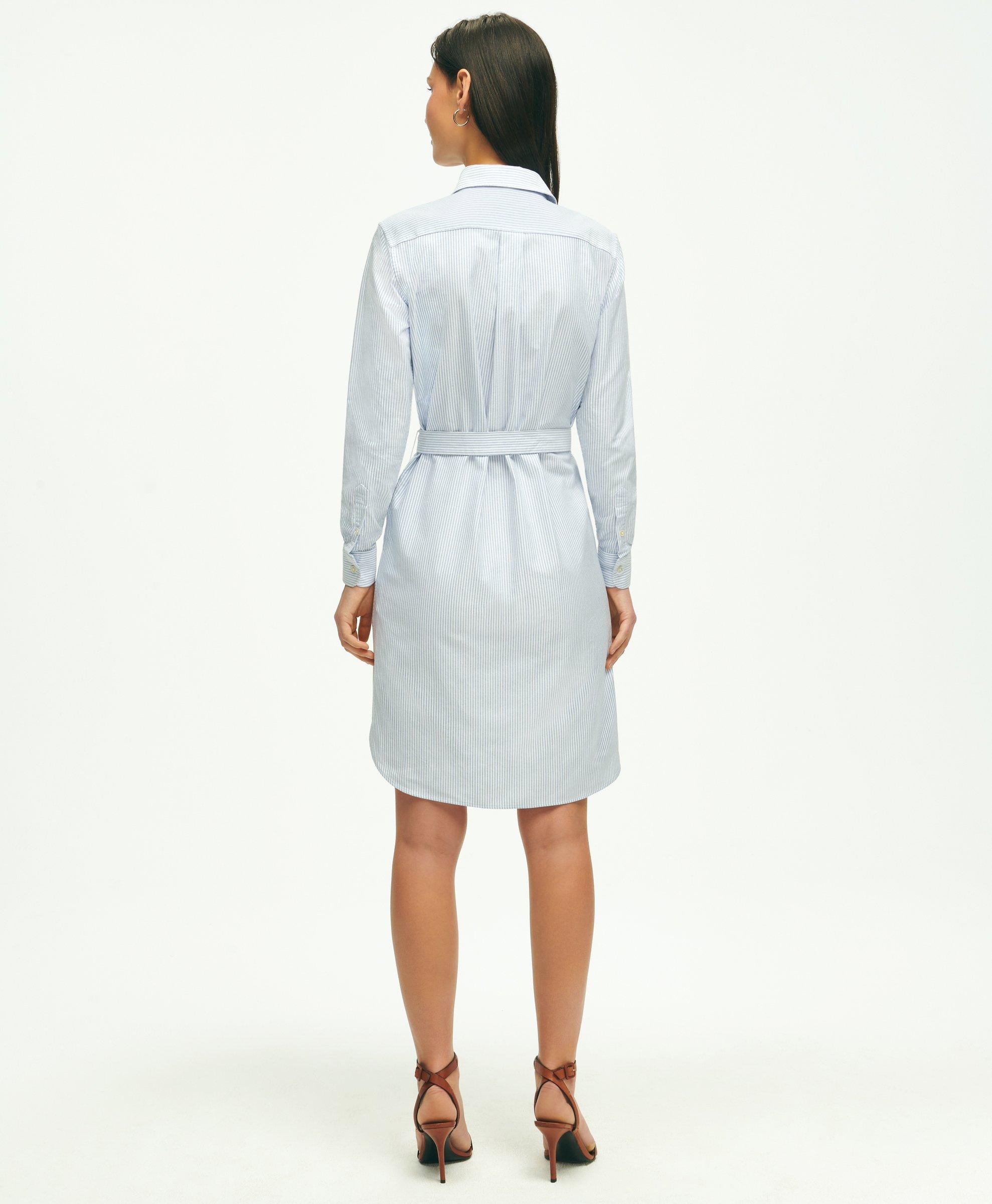 Classic Fit Cotton Oxford Stripe Shirt Dress