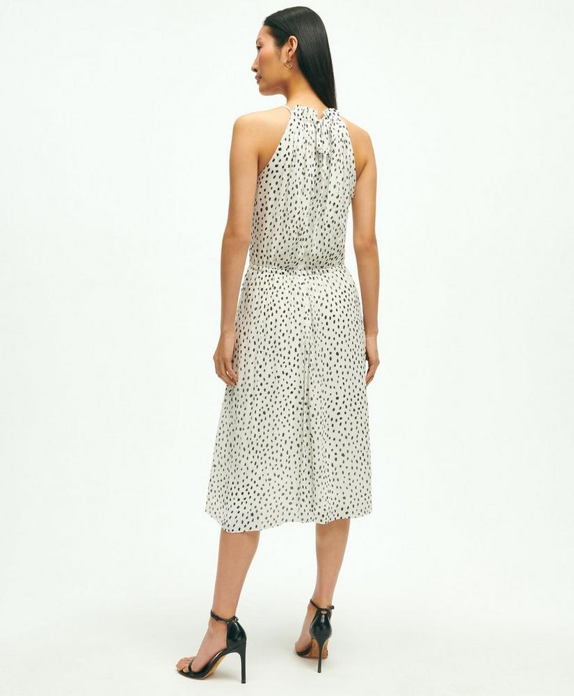 Chiffon Dot Print Pleated Halter Dress, image 3