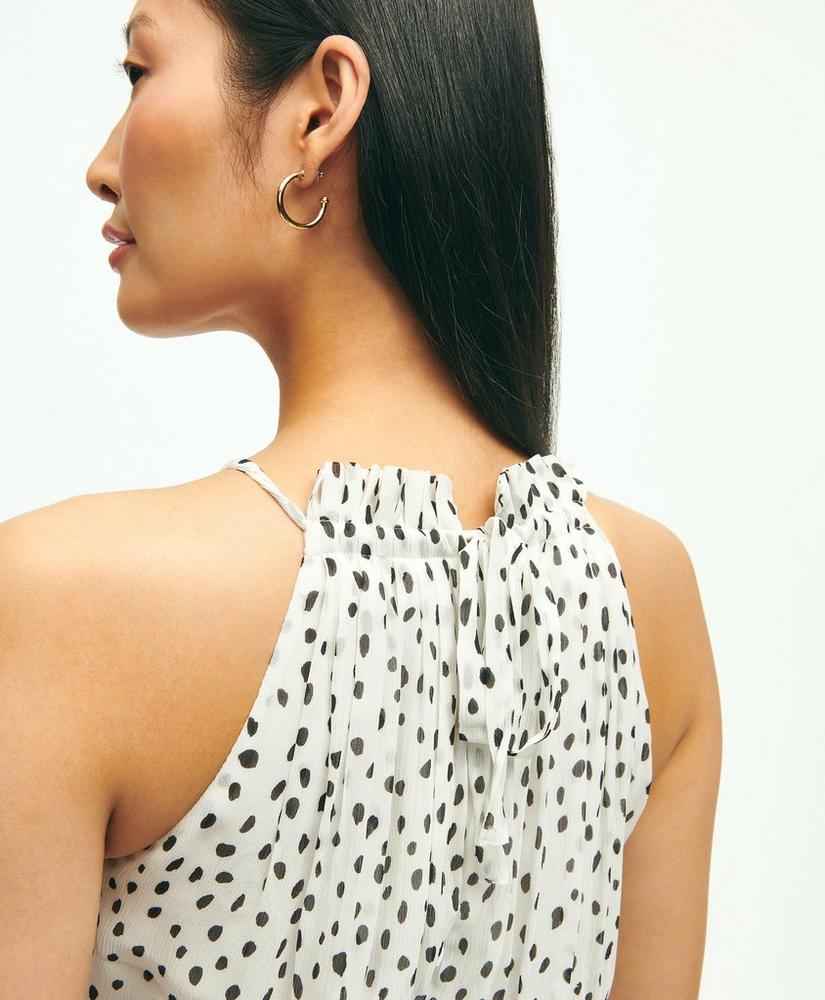 Chiffon Dot Print Pleated Halter Dress, image 6