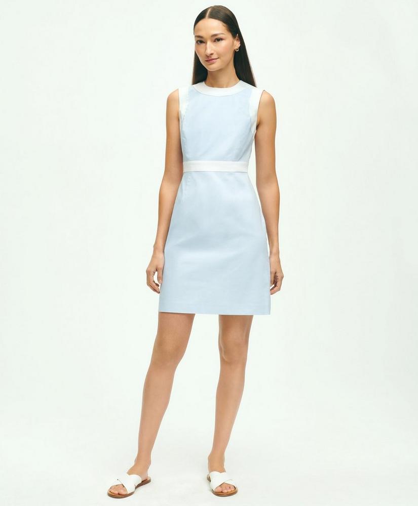 Stretch Cotton Pinpoint Oxford Colorblock Dress, image 1