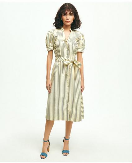 Supima® Cotton Fit & Flare Stripe Shirt Dress, image 1