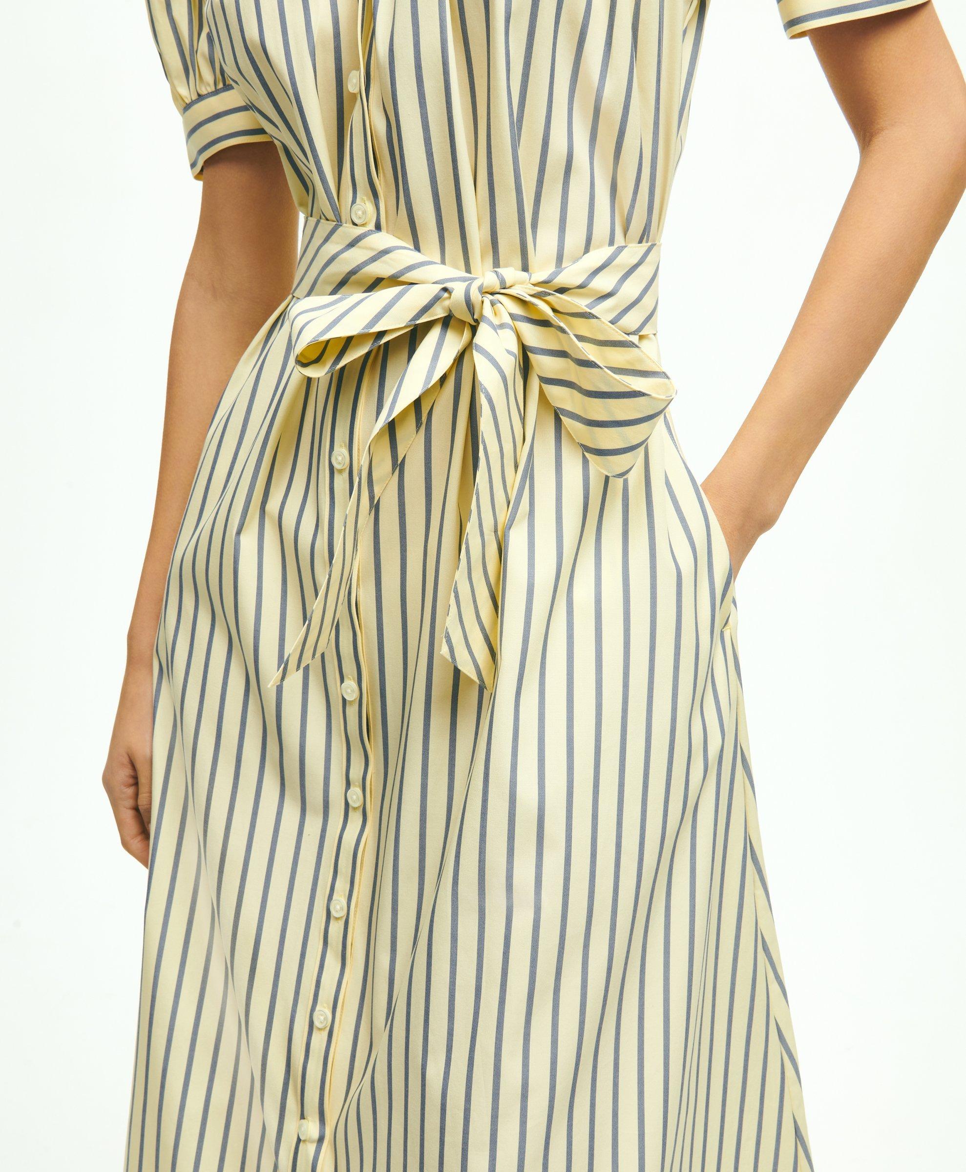 Supima® Cotton Fit & Flare Stripe Shirt Dress