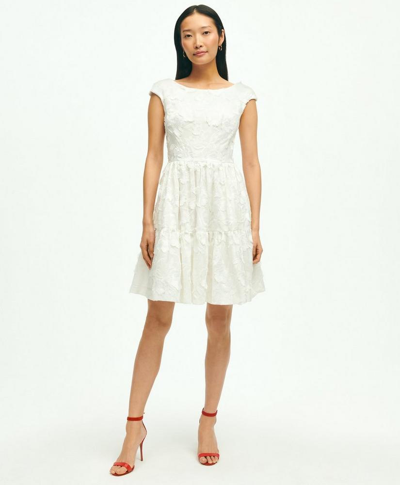 Cotton A-Line Floral Applique Embroidered Dress, image 1