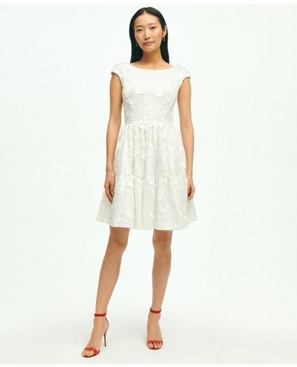 Cotton A-Line Floral Applique Embroidered Dress, image 1